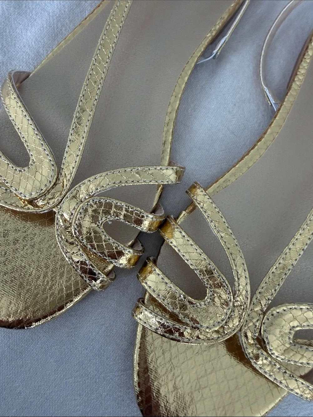 Gold Metallic Strappy Women's Sandals
